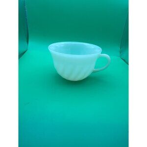Fire-King Oven Ware Ivory Swirl Milk Glass Coffee Cup Vintage 1940s Made In USA
